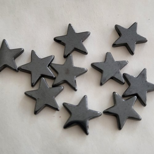 10 perles étoiles en hématite