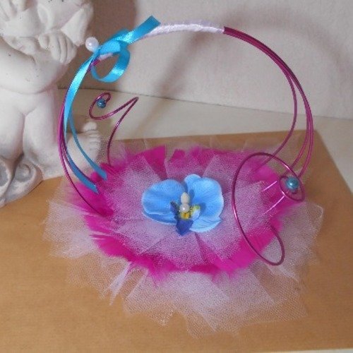 Porte alliances original - blanc fuchsia et turquoise