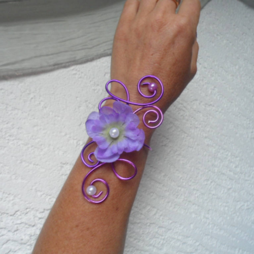 Bracelet pour mariée - violet parme et mauve