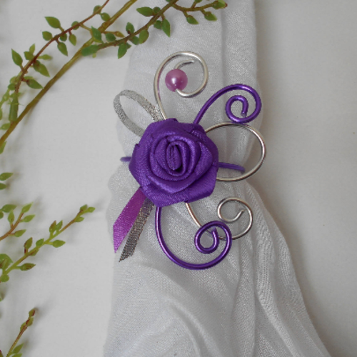 Bracelet fleuri pour enfant - argent parme et violet
