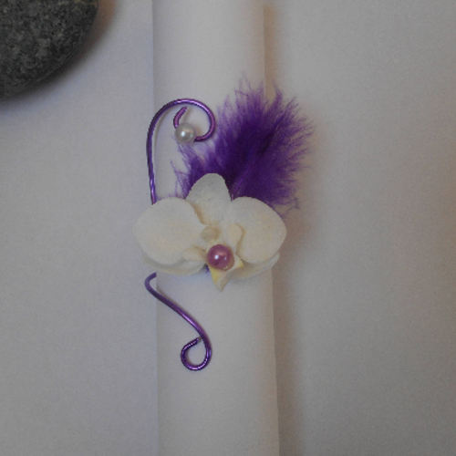Rond de serviette avec orchidée artificielle,violet,mariage
