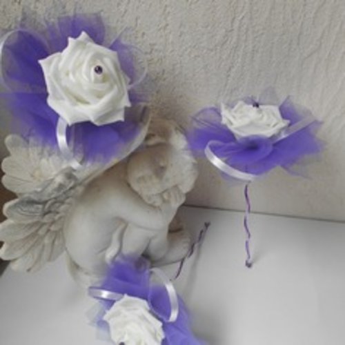 Bouquet de demoiselle d'honneur - bouquet baguette violet parme blanc 