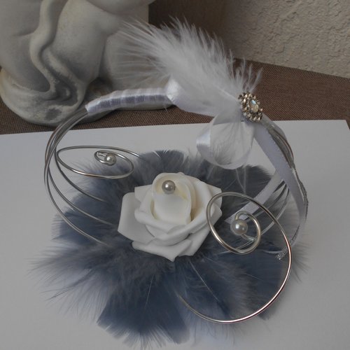 Porte alliances blanc gris et argenté - décoration de mariage