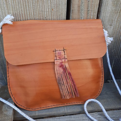 Sac bandoulière en cuir coloris sable