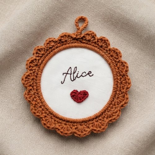 Cadre prénom personnalisé au crochet — décoration chambre enfant et bébé