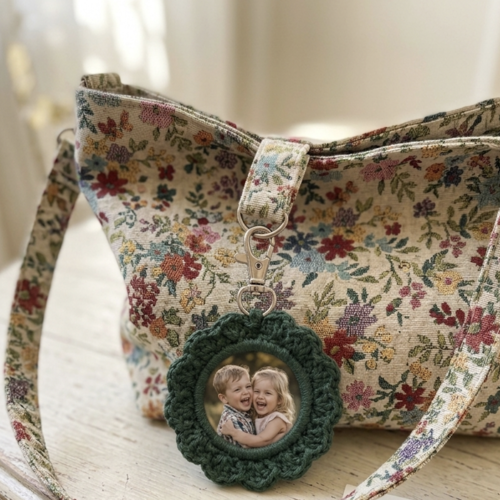Mini cadre photo au crochet pour sac — porte-clés photo personnalisé