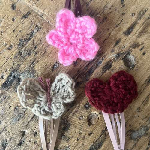 Pack de 3 barrettes enfant au crochet – un petit jardin dans les cheveux