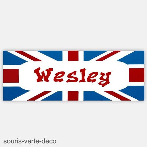 Avec Un Grand Plaisir En Anglais Plaque de porte drapeau anglais avec prénom, déco chambre ado,prénom