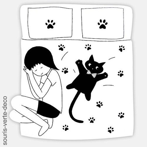 Plaque De Fille Et Chat Noir Deco Chambre Ado Fille Enfant Deco Noir Et Blanc Monochrome Un Grand Marche