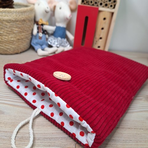 Pochette à livre velours rouge