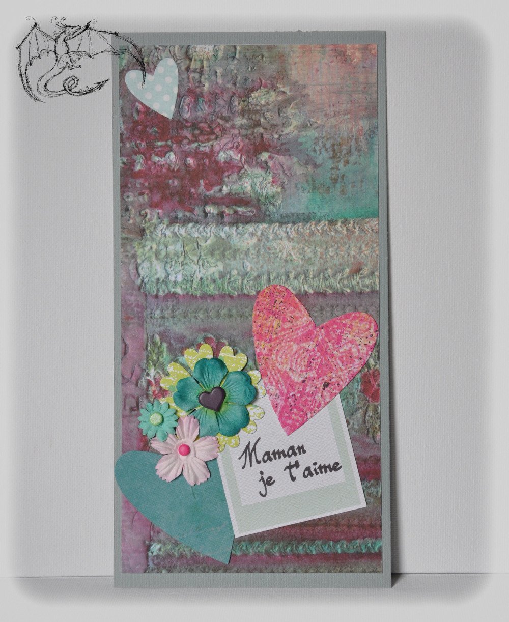 Carte Fete Des Meres Maman Je T Aime Coeurs Et Fleurs Scrapbooking Un Grand Marche