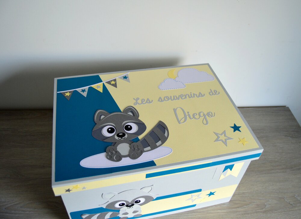 Boite Souvenirs De Bebe En Bois Theme Raton Laveur Un Grand Marche