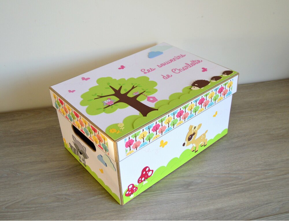 Grande Boite Souvenirs Pour Bebe Theme Animaux De La Foret Un Grand Marche