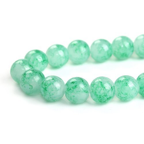 Lot 760 perles verre ronde 10mm vert lavis- création bijoux - sc0097473-