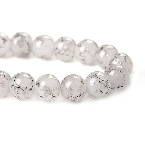 Lot 680 perles verre ronde 10mm gris clair lavis- création bijoux - sc0097474-