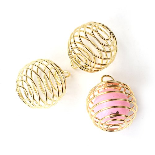 120 cages spirale doré pour perle de différentes tailles- création bijoux-