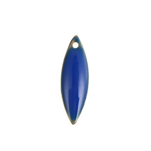 60 breloques sequins émaillés navettes 16mm couleur bleu saphir