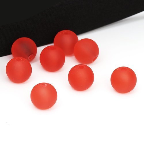 Lot 440 perles acryliques 10 mm rouge transparent -sc0107205-