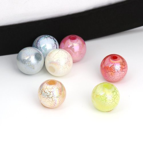 350 perles acryliques 14mm pastel  craquelées mixtes -sc0107212-