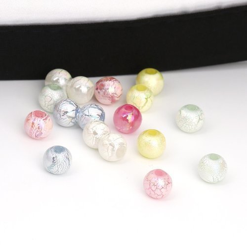 1000 perles acryliques 8mm pastel  craquelées mixtes -sc0107211-