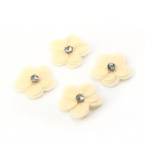 25 appliques fleur jaune 40mm - scrapbooking - couture - bijoux- sc0111462-