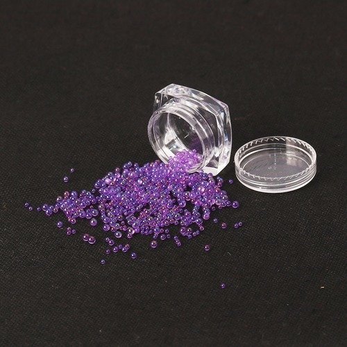 17 boites de petites billes en verre violet ab 1-3mm- création bijoux - nail art -