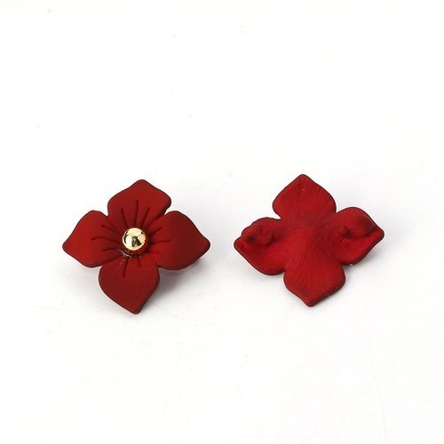 40 connecteurs fleur rouge bordeaux 20mm - création bijoux - sc0116659-