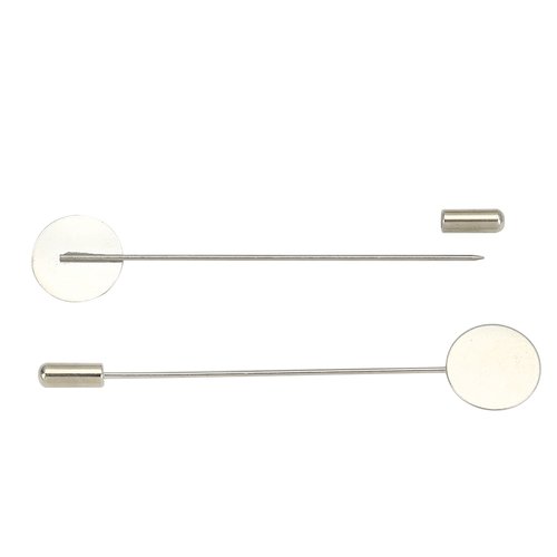 2 broches epingles argentées support rond 15mm -sc0130298