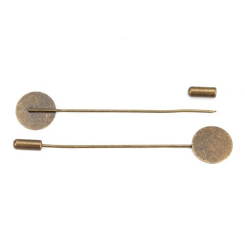 2 broches epingles bronzes support rond 15mm -sc0130301