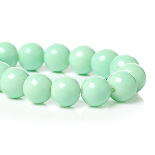 1 enfilade d'environ 86 perles rondes en verre vert menthe 10mm  - sc54619 -