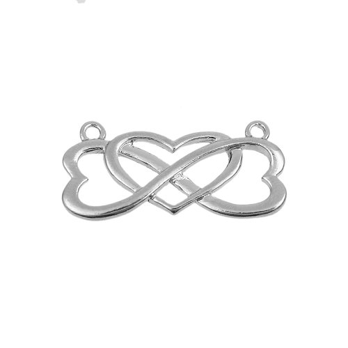 5 connecteurs symbole infini coeur argenté mat 30x14mm -création bijoux -sc0096075-