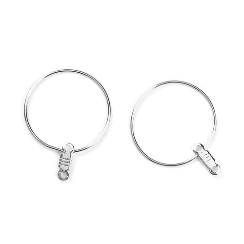 5 connecteurs boucles d'oreille argentés 29x22mm - sc0095585 - création bijoux -