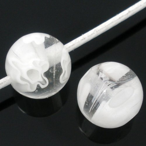 10 perles verre lampwork millefiori rondes 8mm