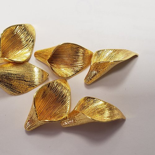 6 coupelles perles breloques doré fleur 26x15mm- création bijoux