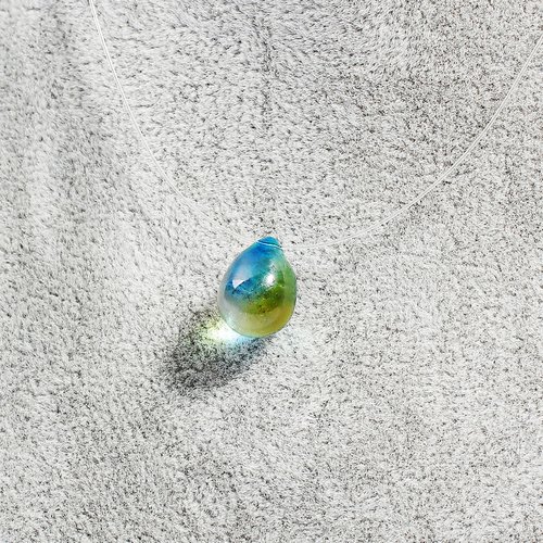 2 perles en verre larme de sirène goutte jaune bleu 14x10mm - sc0089901-