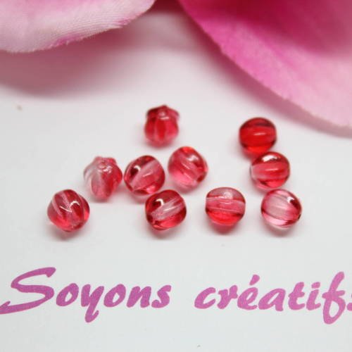 130 perles tchèque citrouille rouge 6mm-sc0090905- création bijoux-