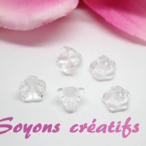 Lot 50 perles tchèque fleur belle de jour blanc transparent 10mm-sc0090902- création bijoux--