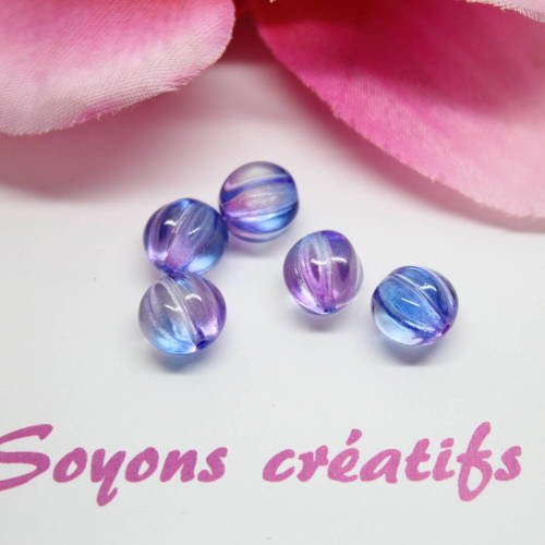 Lot 50 perles tchèque citrouille bleu violet 8mm-sc0090912- création bijoux-
