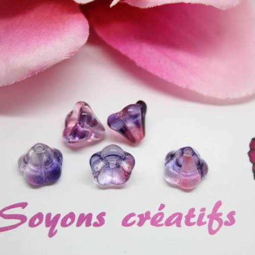 Lot 50 perles tchèque fleur belle de jour fuschia violet 10mm-sc0090930- création bijoux-