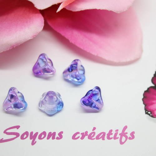 Lot 50 perles tchèque fleur belle de jour bleu violet 10mm-sc0090928- création bijoux-