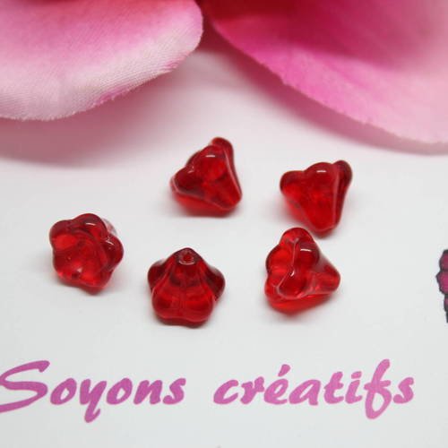 Lot 50 perles tchèque fleur belle de jour rouge 10mm-sc0090901- création bijoux-