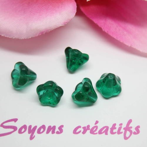 Lot 50 perles tchèque fleur belle de jour vert foncé  10mm-sc0090900- création bijoux-