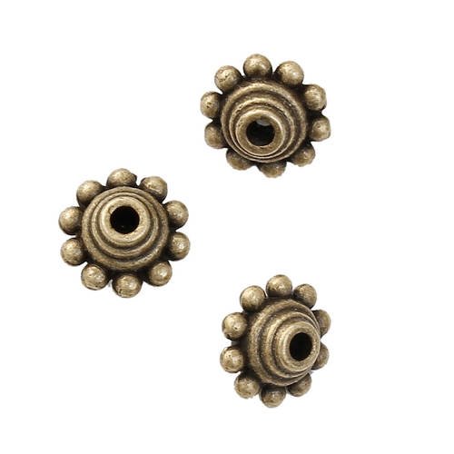 300 perles intercalaires soucoupe bronze 10mm - création bijoux- sc085813