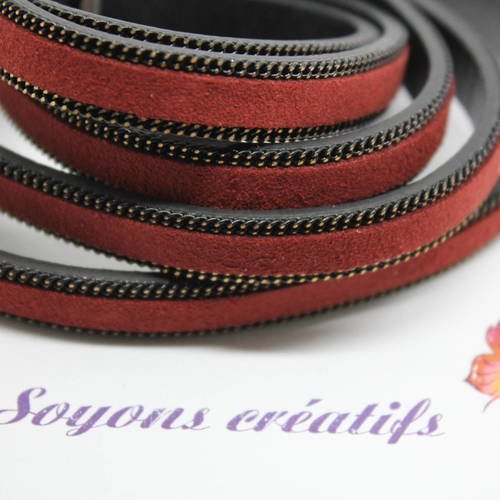 5 m de lanière en cuir et daim rouge 10mm - création bijoux - p4306-