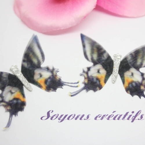 Lot 20 papillons organza noir 50x45mm -création bijoux-