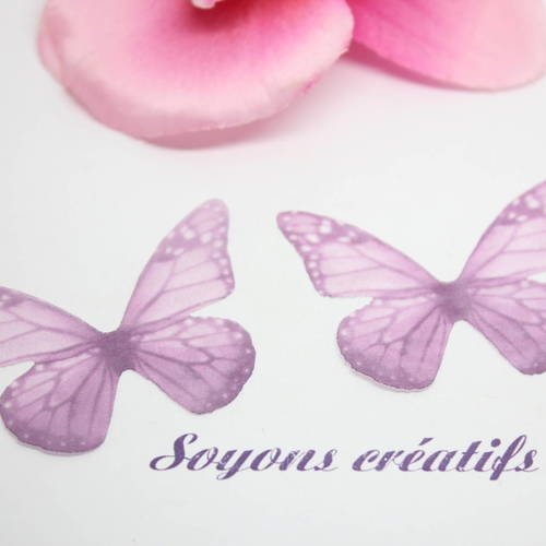 Lot 50 papillons organza violet 50x35mm -création bijoux-