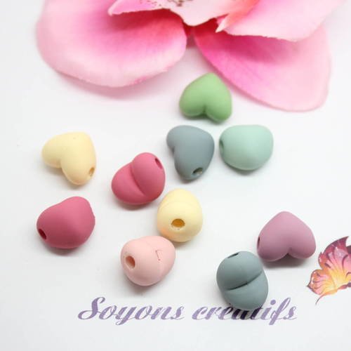 150 perles acryliques coeur couleurs pastel mixtes 14mm-