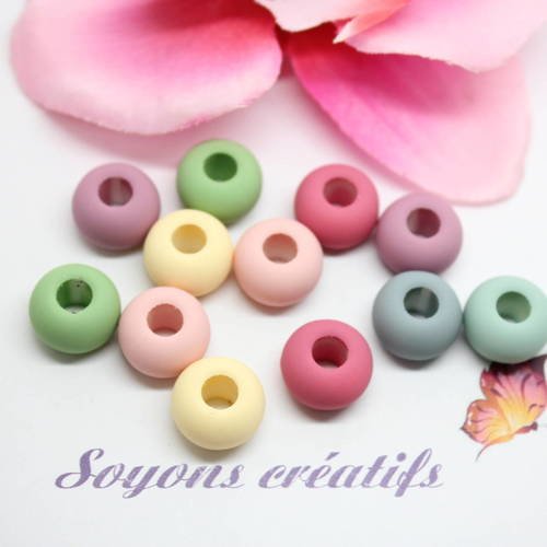 150 perles acryliques rondes couleurs pastel mixtes 13x15mm-