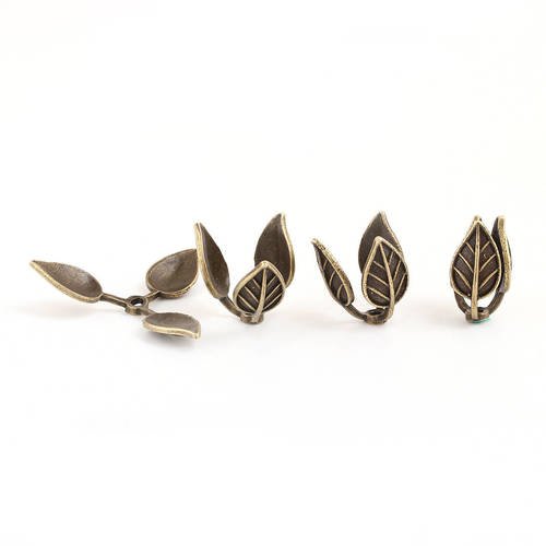 Lot de 35 magnifiques coupelles feuilles bronze pour perles 12mm -sc0093437-