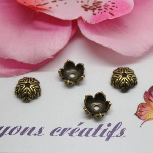 Lot de 40 coupelles fleurs 10mm bronze pour perles -sc0080875-